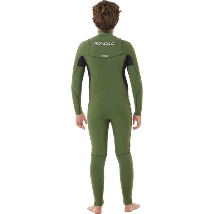 2024 Rip Curl Junior Dawn Patrol 4/3mm Chest Zip Wetsuit 13LBFS - Green